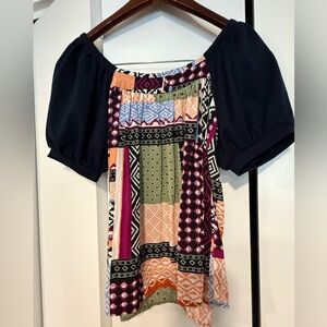 Anthropologie Maeve Size XS
Catania Patchwork Top With Puff Sleeves